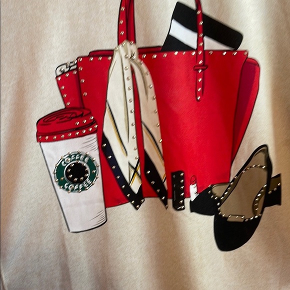 Cream Graphic 3/4 Sleeve Tunic Top - Picture 2 of 9